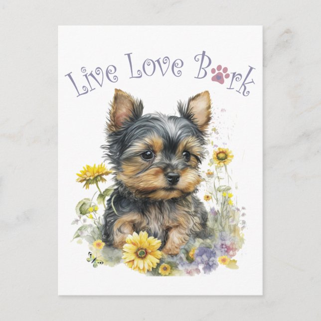 Yorkie Dog Mum Floral Postcard (Front)