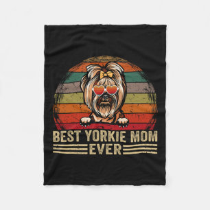 Yorkie Dog Mum Lover Fun Vintage Best Yorkie Mum E Fleece Blanket