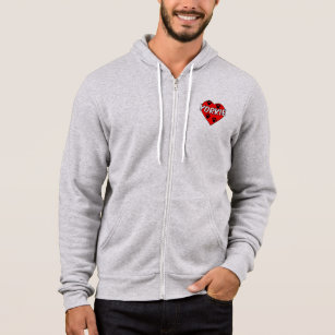 Yorkie Dog Paw Prints And Red Heart Hoodie