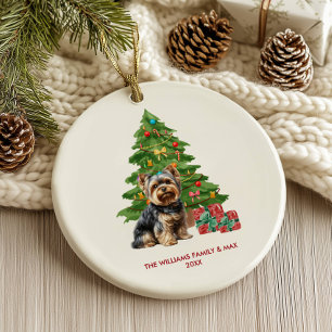 Yorkie Dog Personalised Christmas Ceramic Ornament