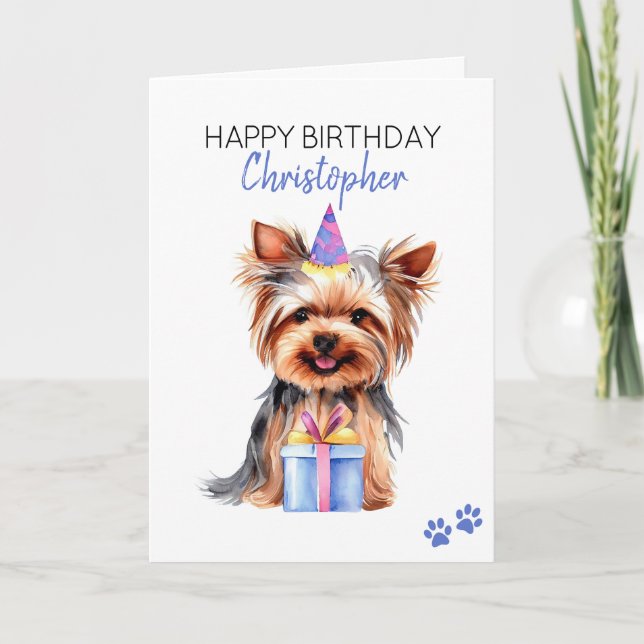 Yorkie Dog Personalised Happy Birthday Card (Front)