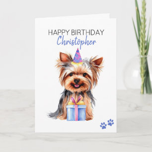 Yorkie Dog Personalised Happy Birthday Card