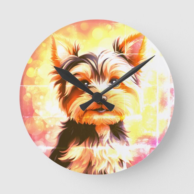Yorkie, Dog, Pet Round Clock (Front)