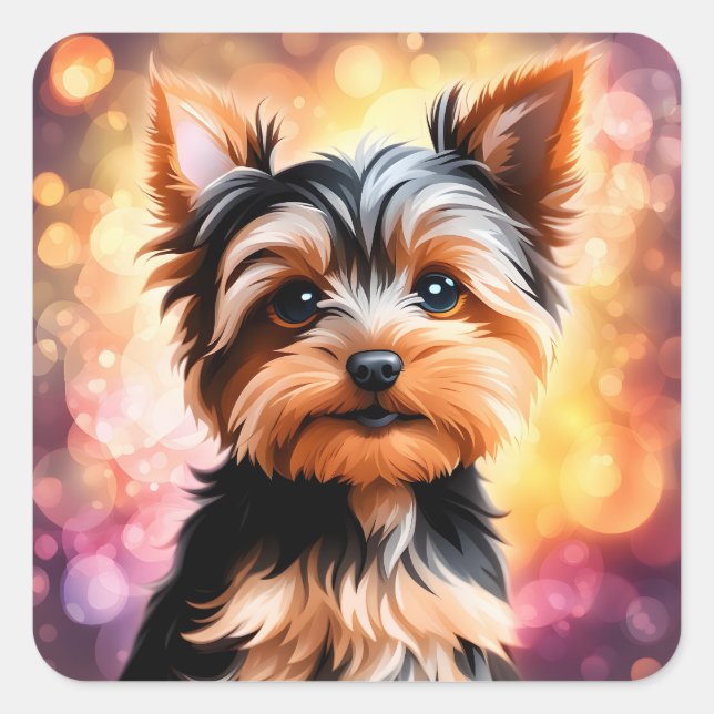 Yorkie, Dog, Pet Square Sticker (Front)