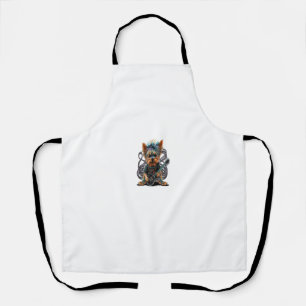 Yorkie dog Playing Electric Guitar Rock Apron