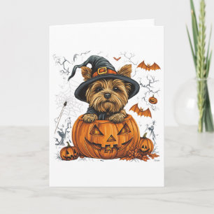 Yorkie Dog Pumpkin Halloween Thanksgiving  Card