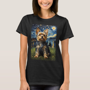 Yorkie dog Starry Night , Edvard Munch style T-Shirt