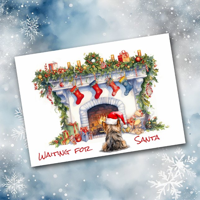 Yorkie Dog Waiting for Santa Christmas Fireplace (Creator Uploaded)