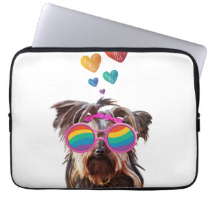 Yorkie Dog with Hearts Valentine's Day Laptop Sleeve