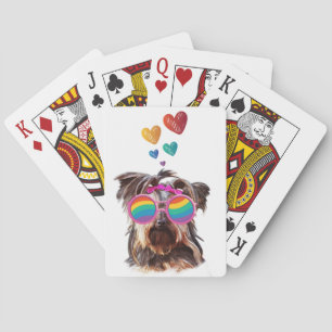 Yorkie Dog with Hearts Valentine's Day Playing Cards