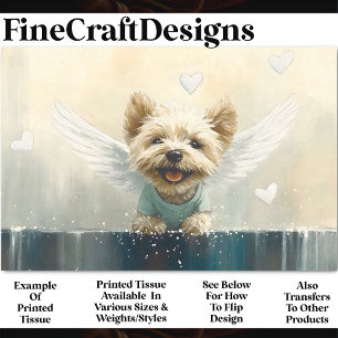 Yorkie Dog With Wings In Snow AV3 Decoupage Tissue Paper