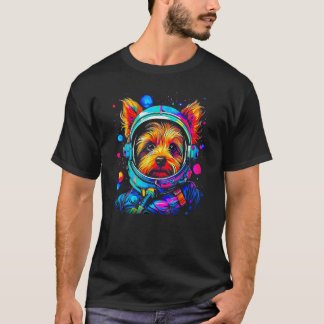 Yorkie Dog Yorkshire Terrier Astronaut in Space T-Shirt