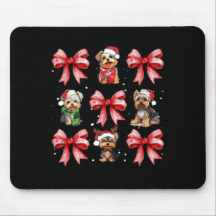Yorkie Dogs Cute Coquette Bow Christmas Pet Animal Mouse Pad
