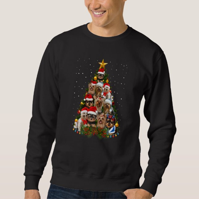 Yorkie Dogs Tree Christmas Sweater Xmas Pet Animal (Front)