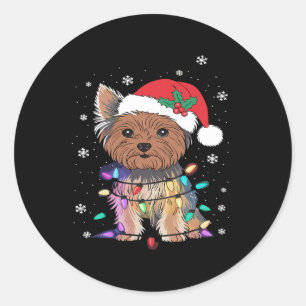 Yorkie Dogs Tree Christmas Sweater Xmas Pet Animal Classic Round Sticker