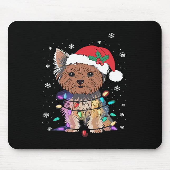Yorkie Dogs Tree Christmas Sweater Xmas Pet Animal Mouse Pad (Front)