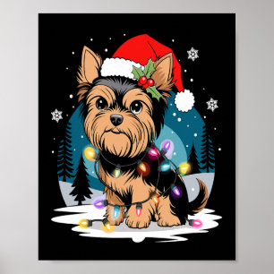 Yorkie Dogs Tree Christmas Sweater Xmas Pet Animal Poster