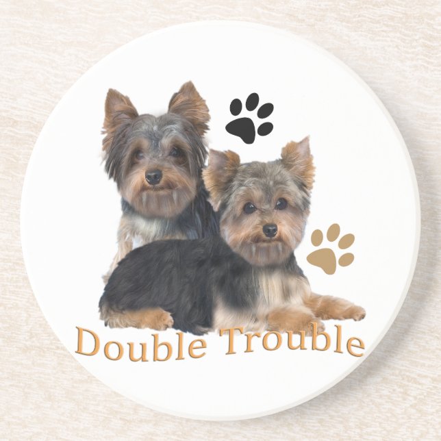 Yorkie Double Trouble Coaster (Front)