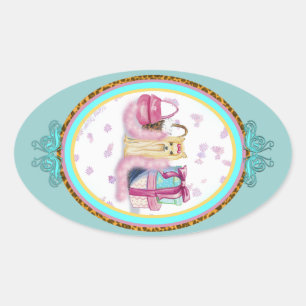 Yorkie Dress Up Fancy Oval Design Sticker