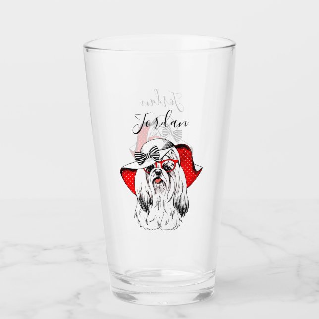 Yorkie Fashion Shoot | Add Your Name Glass (Front)