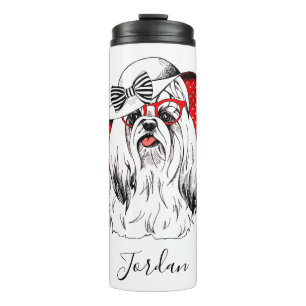 Yorkie Fashion Shoot Add Your Name Thermal Tumbler