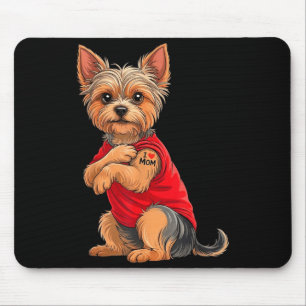 Yorkie featuring tattooed yorkshire terrier love mouse pad