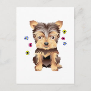 Yorkie Flowers Postcard