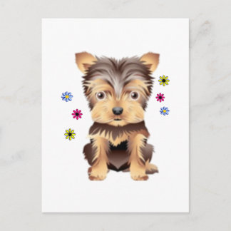 Yorkie Flowers Postcard