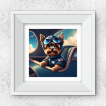 Yorkie Flying In The Aeroplane AI Generated Dog Ar