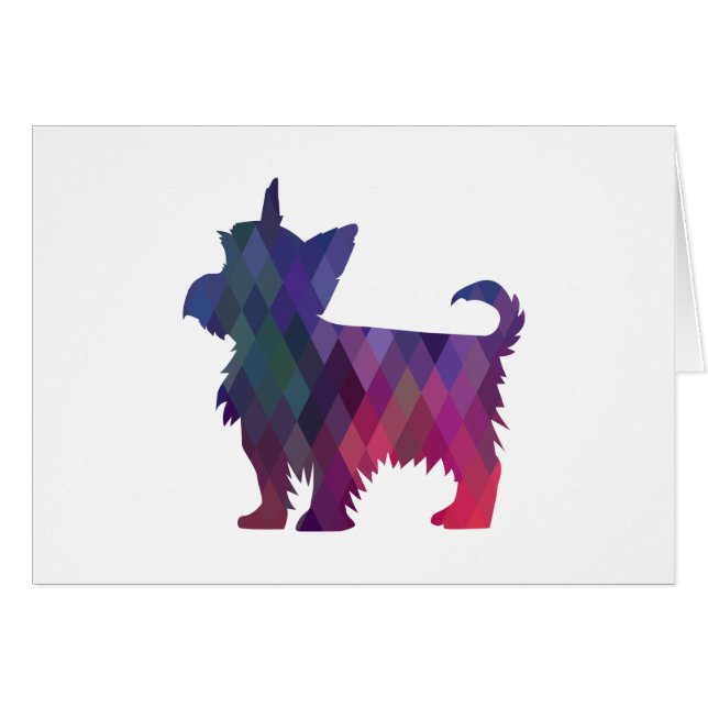 Yorkie Geometric Pattern Silhouette Purple Card (Front Horizontal)