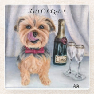 Yorkie Glass Coaster