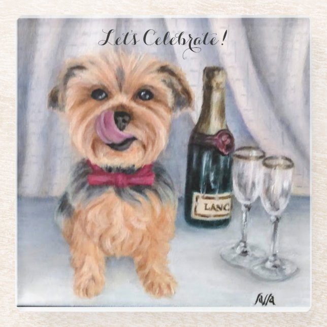 Yorkie Glass Coaster (Front)