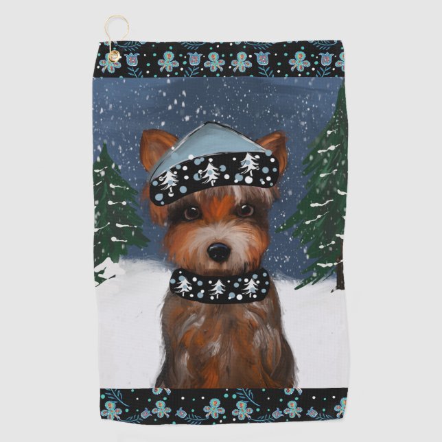 Yorkie        golf towel (Front)