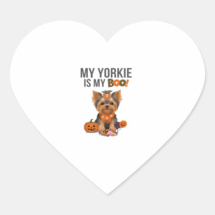 Yorkie Halloween Costume  My Yorkie is My Boo Dog  Heart Sticker