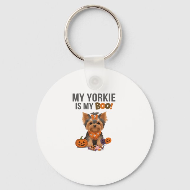 Yorkie Halloween Costume  My Yorkie is My Boo Dog  Key Ring (Front)