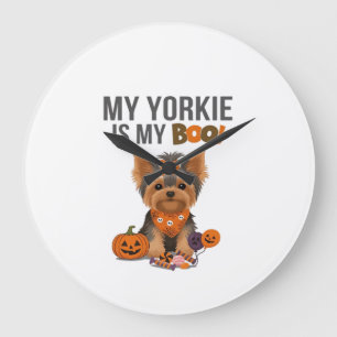 Yorkie Halloween Costume My Yorkie is My Boo Dog Large Clock