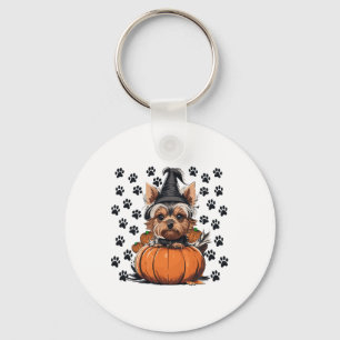 Yorkie Halloween Costume Tee Pumpkin Men Women Kid Key Ring