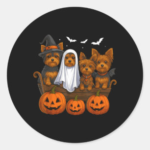 Yorkie Halloween Funny Yorkshire Terrier Dog Trick Classic Round Sticker