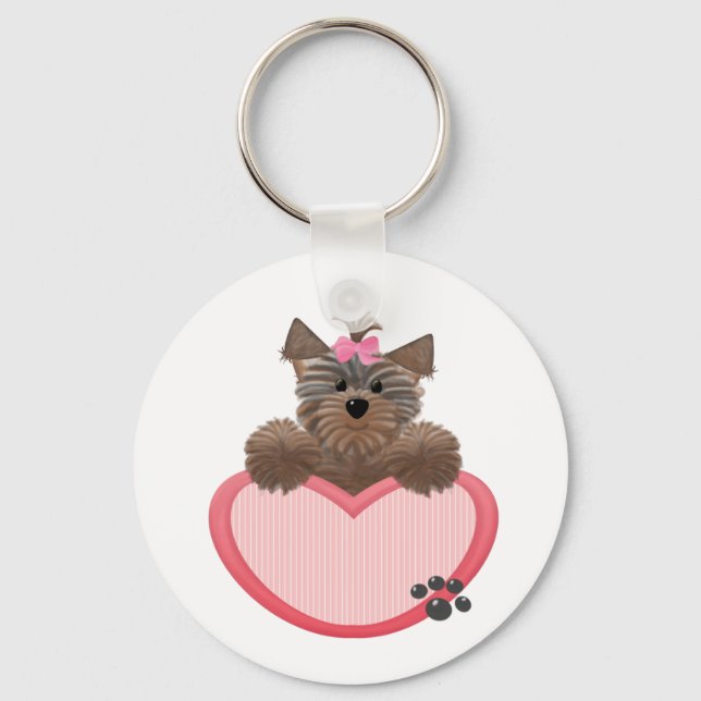 Yorkie-heart Key Ring (Front)