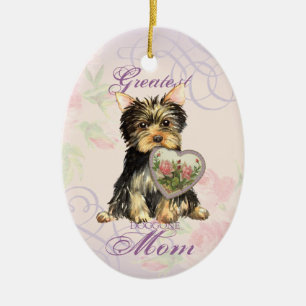 Yorkie Heart Mum Ceramic Ornament