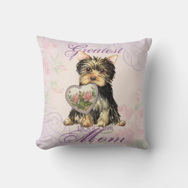 Yorkie Heart Mum Cushion (Front)