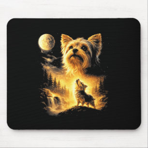 Yorkie Howling to The Moon Dog Lover Fantasy Mouse Pad