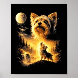 Yorkie Howling to The Moon Dog Lover Fantasy Poster