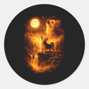 Yorkie howling to the moon vintage 90s funny dog classic round sticker