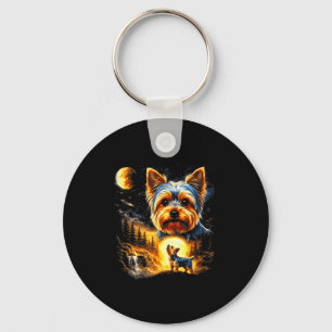 Yorkie howling to the moon vintage 90s funny dog key ring