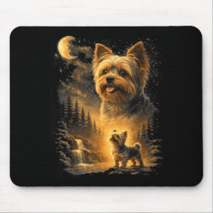 Yorkie Howling to The Moon Vintage 90s Funny Dog Mouse Pad