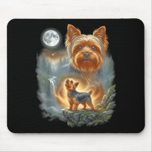 Yorkie howling to the moon vintage funny dog meme  mouse pad