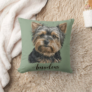 Yorkie Illustration Dog Mom Gift Customizable   Th Cushion