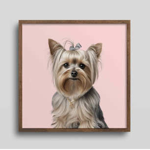 Yorkie Illustration Wall Art Home decor Dog lover 