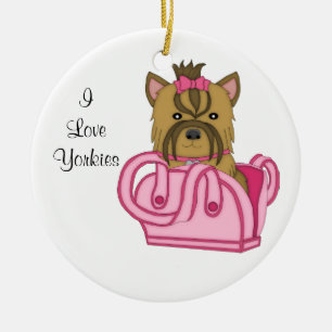 Yorkie in Purse Christmas Ornament